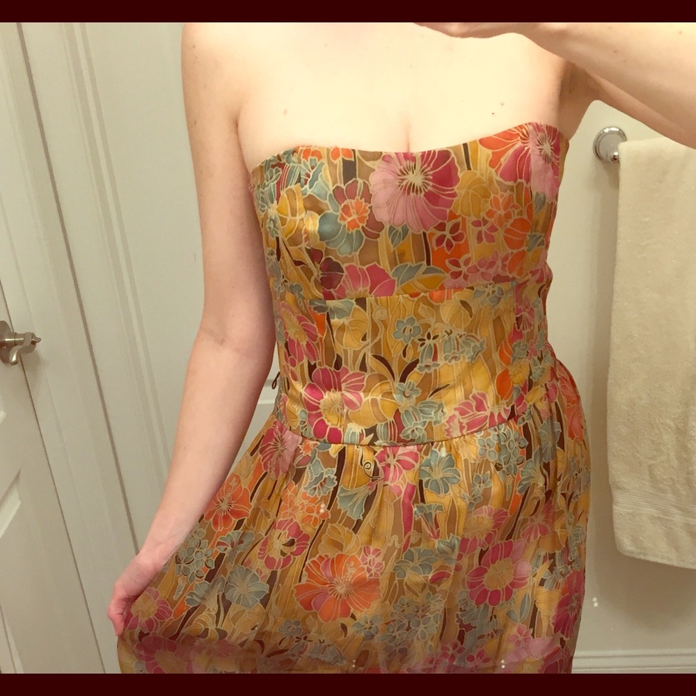 Silk strapless Kay Unger dress 8